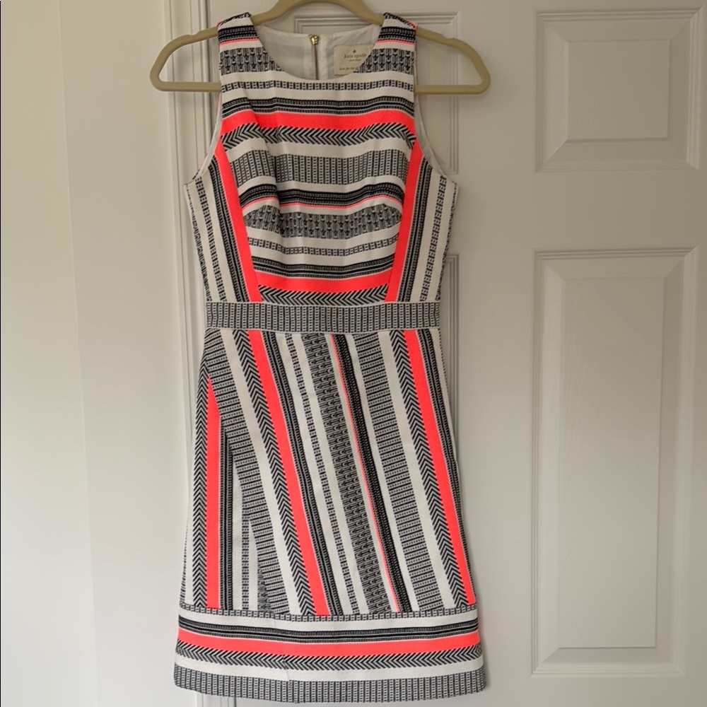 Striped Sleeveless Dress - Black, White, Red